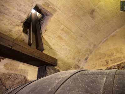 ... la vasca di conferimento del mosto inserita nella gi� citata bocca di lupo che la collega con la corte esterna